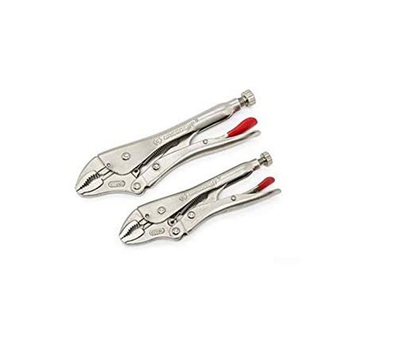 Crescent Curved Jaw Locking Pliers with Wire Cutter - 2 Piece Set - Home DIY & Professional Mechanic Hand Tool for Nuts & Bolts, Cables, Wires - 7" & 10" - CLP2SETN - Image 1
